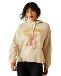 Oyster Grey Coloured Ariat Womens Essential Sendero Yeehaw Hoodie on white background #colour_oyster-grey