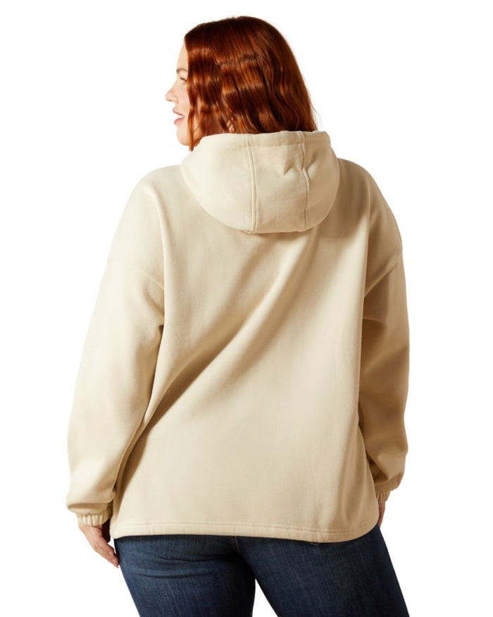 Oyster Grey Coloured Ariat Womens Essential Sendero Yeehaw Hoodie on white background #colour_oyster-grey