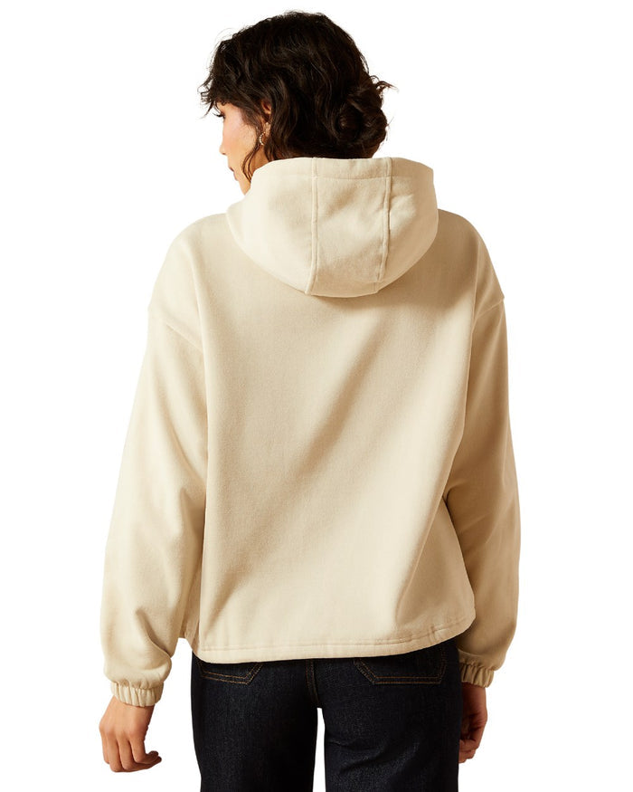 Oyster Grey Coloured Ariat Womens Essential Sendero Yeehaw Hoodie on white background #colour_oyster-grey