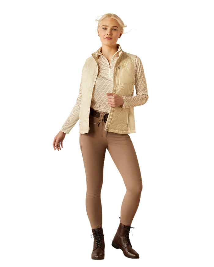 Almond Milk coloured Ariat Womens Fusion Insulated Vest on white background #colour_almond-milk