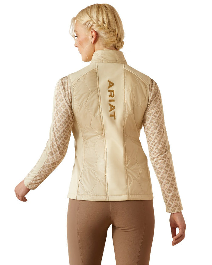 Almond Milk coloured Ariat Womens Fusion Insulated Vest on white background #colour_almond-milk