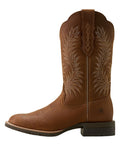 Frontier Brown coloured Ariat Womens Hybrid Ranchward W Toe Western Boots on white background #colour_frontier-brown
