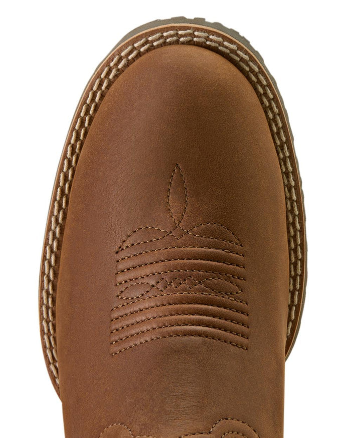 Frontier Brown coloured Ariat Womens Hybrid Ranchward W Toe Western Boots on white background #colour_frontier-brown