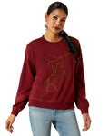 Cabernet Coloured Ariat Womens Lasso Sweatshirt on white background #colour_cabernet