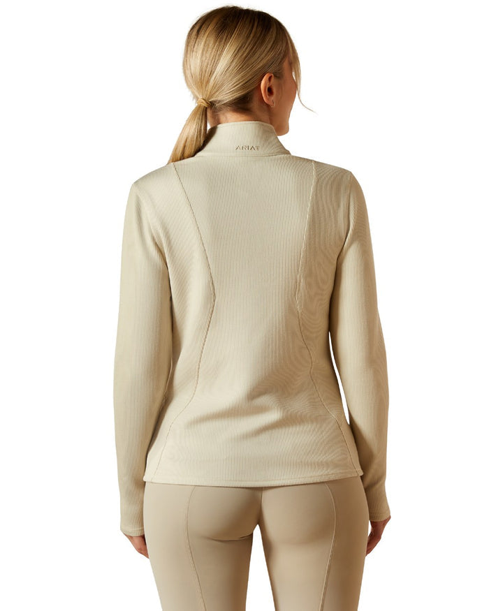 Pelican Coloured Ariat Womens Lucent Quarter Zip Baselayer on white background #colour_pelican