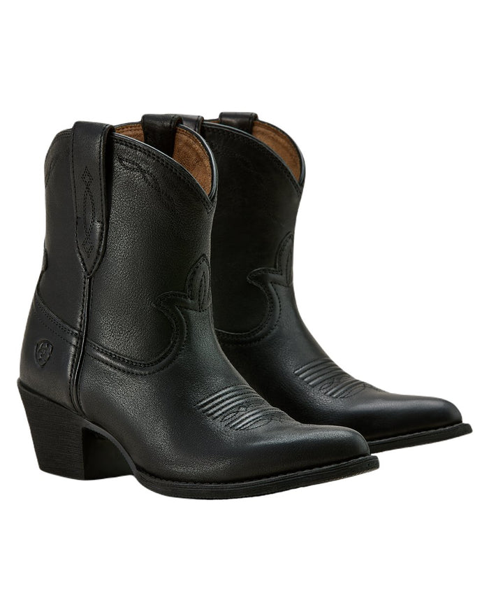 Black Night coloured Ariat Womens Maggie Western Boots on white background #colour_black-night