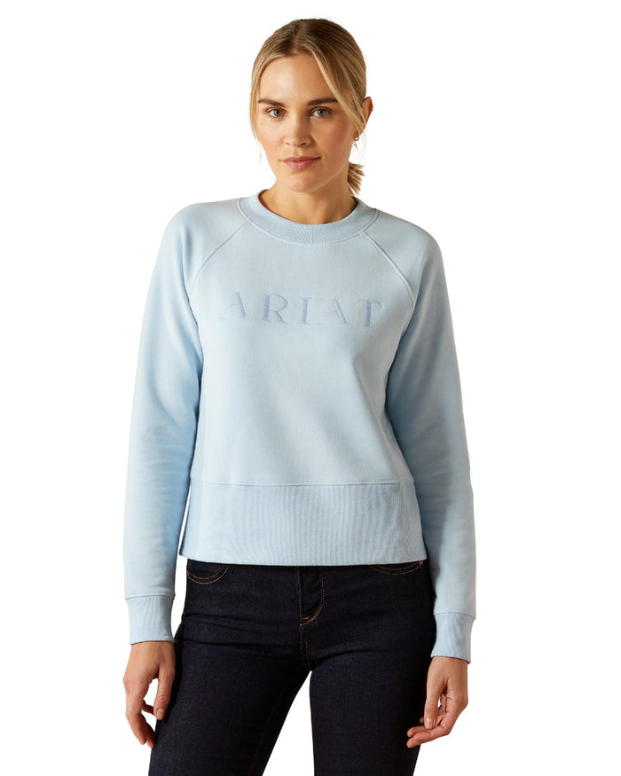 Skyway Coloured Ariat Womens Martine Sweatshirt on white background #colour_skyway