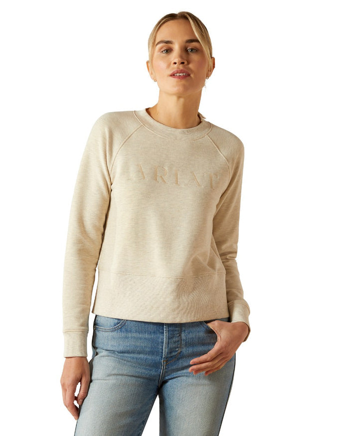 Pelican Heather Coloured Ariat Womens Martine Sweatshirt on white background #colour_pelican-heather