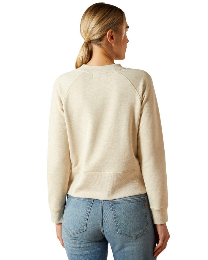 Pelican Heather Coloured Ariat Womens Martine Sweatshirt on white background #colour_pelican-heather