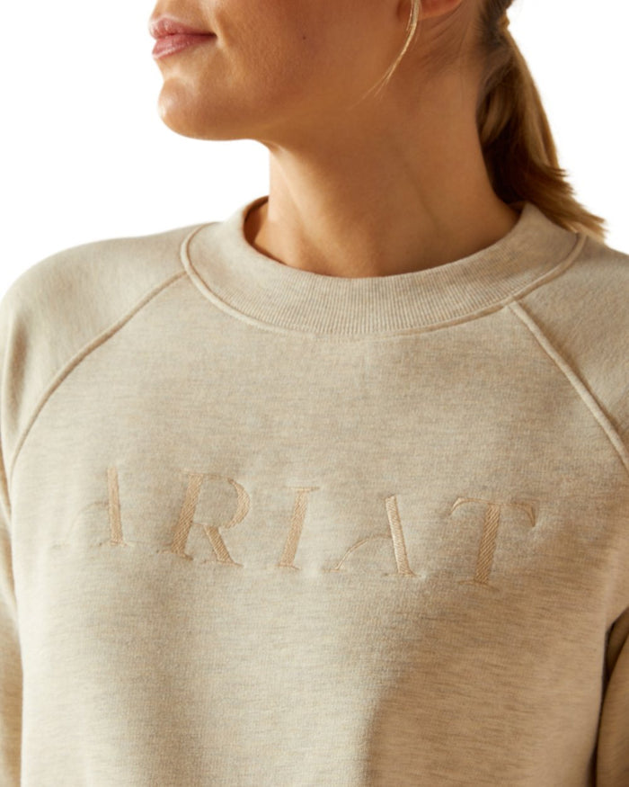 Pelican Heather Coloured Ariat Womens Martine Sweatshirt on white background #colour_pelican-heather