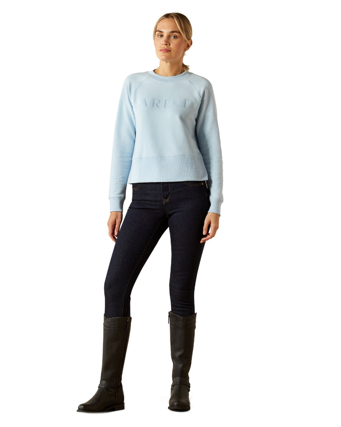 Skyway Coloured Ariat Womens Martine Sweatshirt on white background #colour_skyway