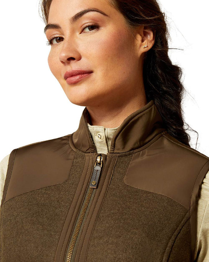 Earth coloured Ariat Womens Millbrae Gilet on white background #colour_earth