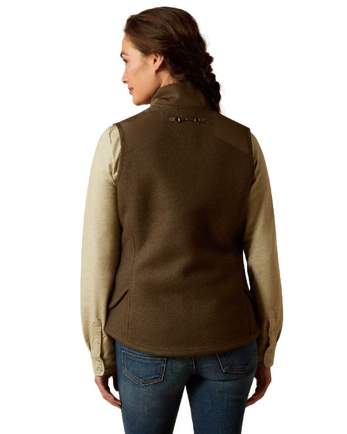 Earth coloured Ariat Womens Millbrae Gilet on white background #colour_earth