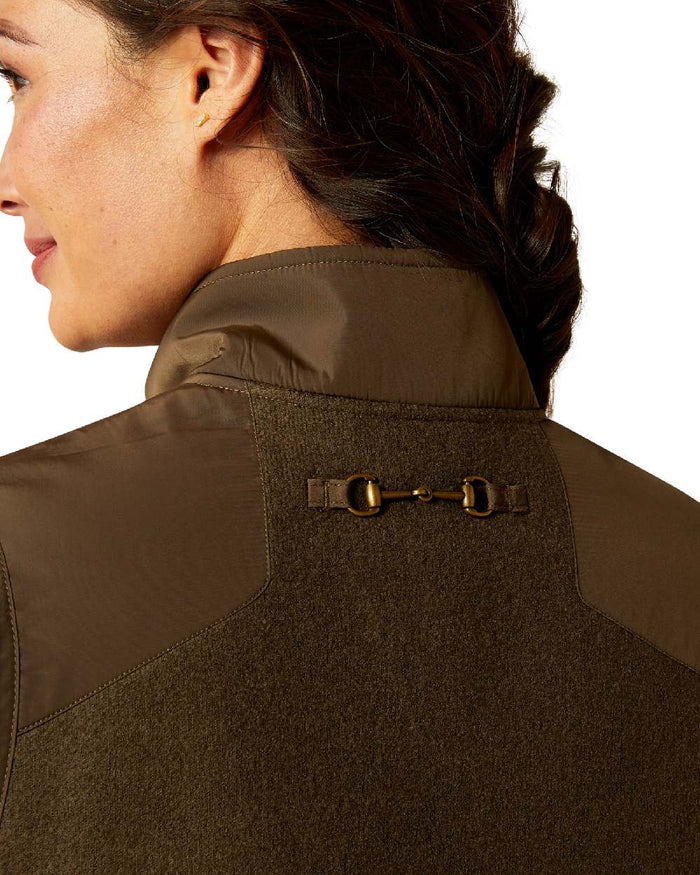 Earth coloured Ariat Womens Millbrae Gilet on white background #colour_earth