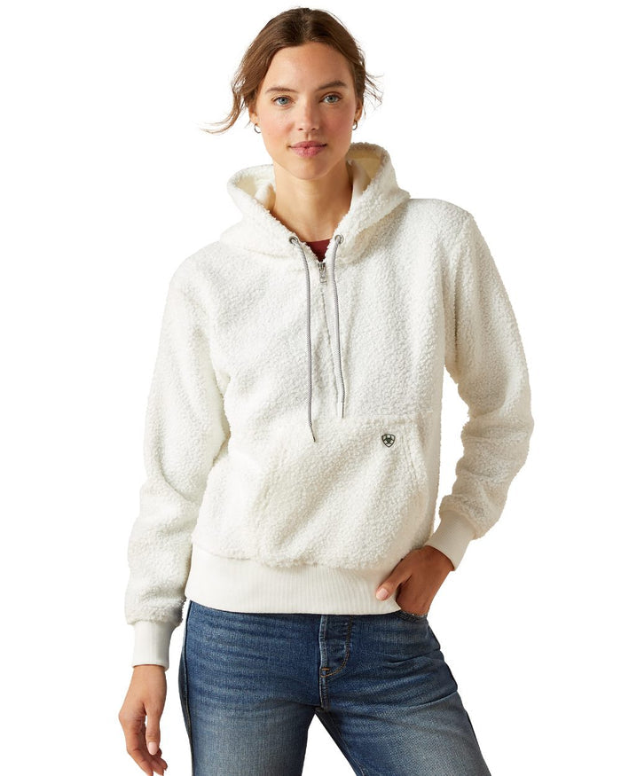 Star White Coloured Ariat Womens Orinda Hoodie on white background #colour_star-white