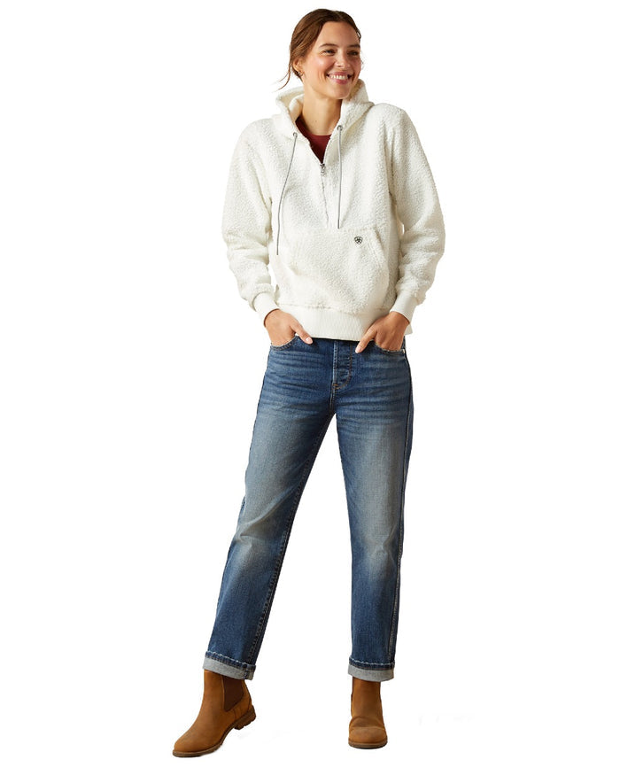 Star White Coloured Ariat Womens Orinda Hoodie on white background #colour_star-white