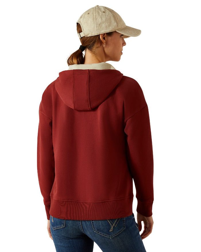 Madder Brown Coloured Ariat Womens Rabere 2.0 Hoodie on white background #colour_madder-brown