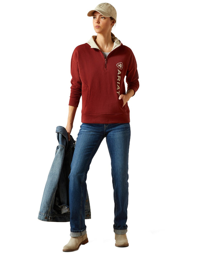 Madder Brown Coloured Ariat Womens Rabere 2.0 Hoodie on white background #colour_madder-brown