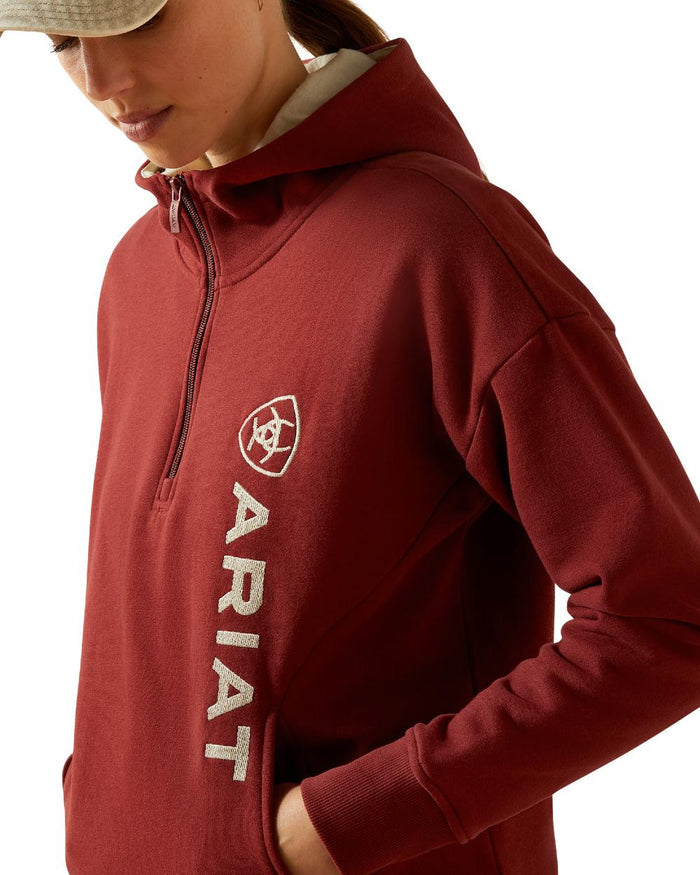 Madder Brown Coloured Ariat Womens Rabere 2.0 Hoodie on white background #colour_madder-brown