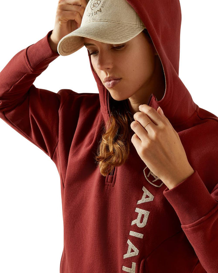 Madder Brown Coloured Ariat Womens Rabere 2.0 Hoodie on white background #colour_madder-brown