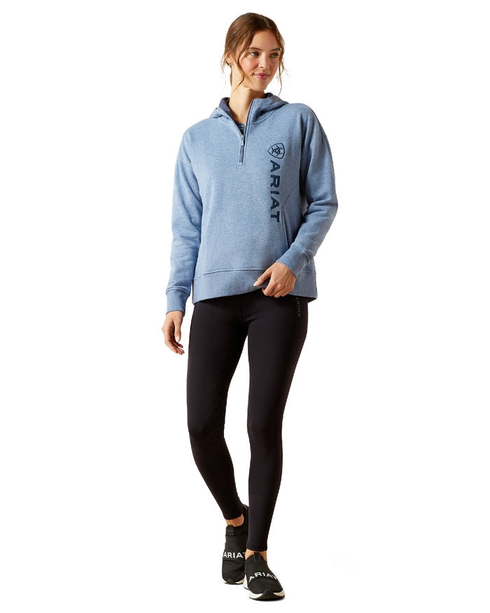 China Blue Heather Coloured Ariat Womens Rabere 2.0 Hoodie on white background #colour_china-blue-heather