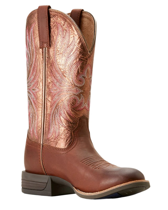 Sienna Saddle Coloured Ariat Womens Ranahan Western Boot on white background #colour_sienna-saddle