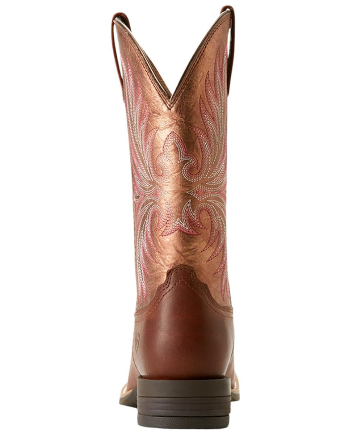 Sienna Saddle Coloured Ariat Womens Ranahan Western Boot on white background #colour_sienna-saddle