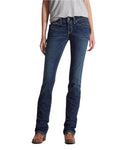 Ocean Coloured Ariat Womens Real Mid Rise Icon Stackable Straight Leg Jeans on white background #colour_ocean