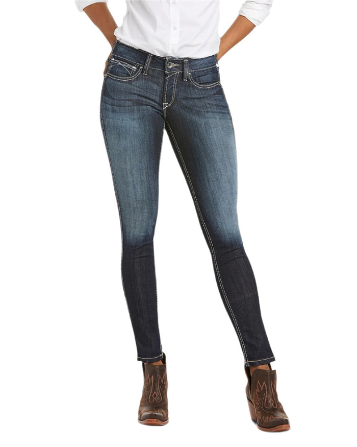 Celestial Coloured Ariat Womens Real Mid Rise Outseam Ella Skinny Jean on white background #colour_celestial
