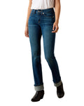 Mackenzie coloured Ariat Womens Real Perfect Rise Abby Straight Jeans on white background #colour_mackenzie