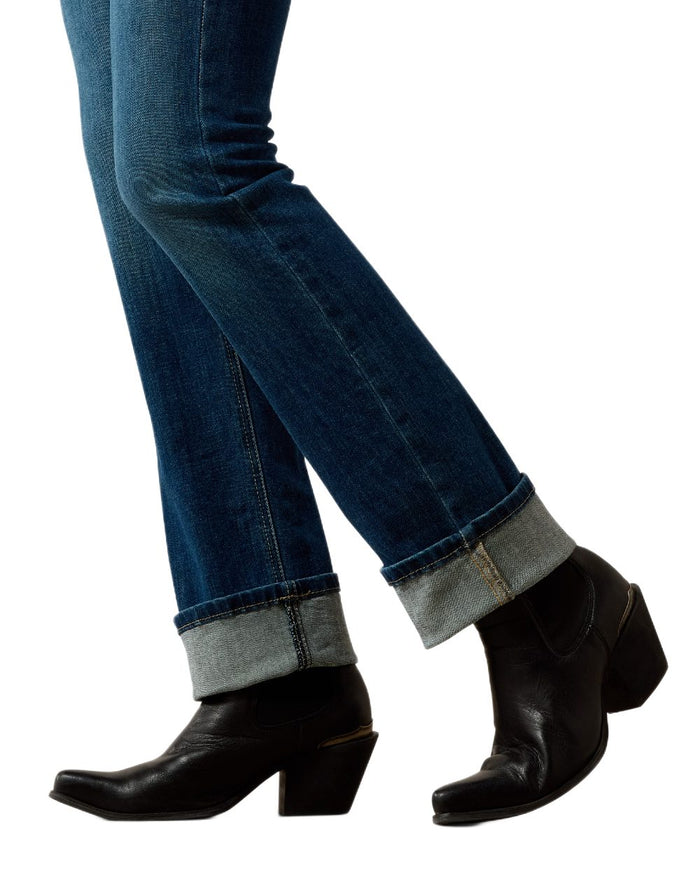 Mackenzie coloured Ariat Womens Real Perfect Rise Abby Straight Jeans on white background #colour_mackenzie