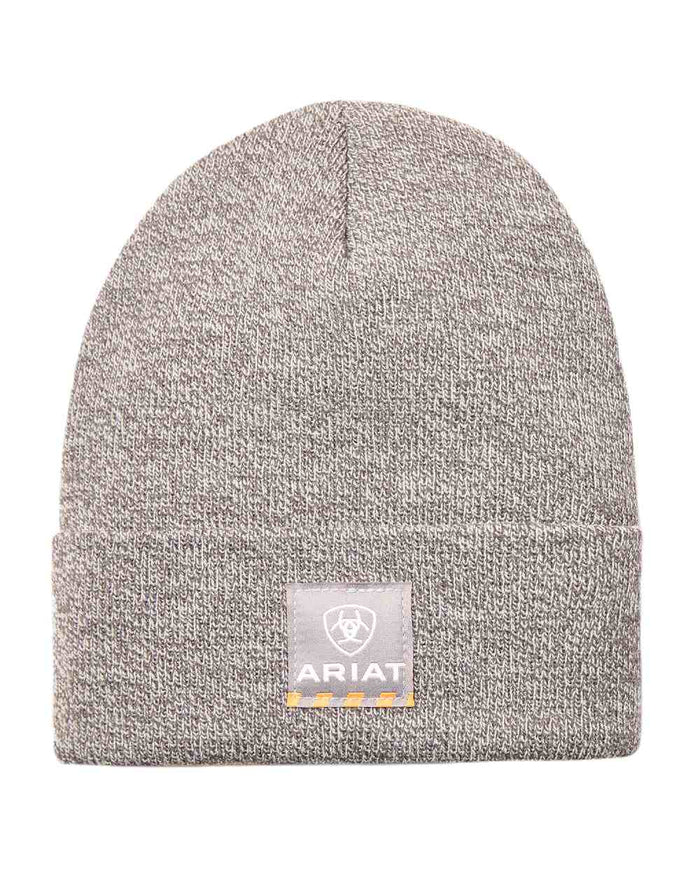 Light Grey & Dark Grey Coloured Ariat Womens Rebar Beanie On A White Background #colour_light-grey-dark-grey