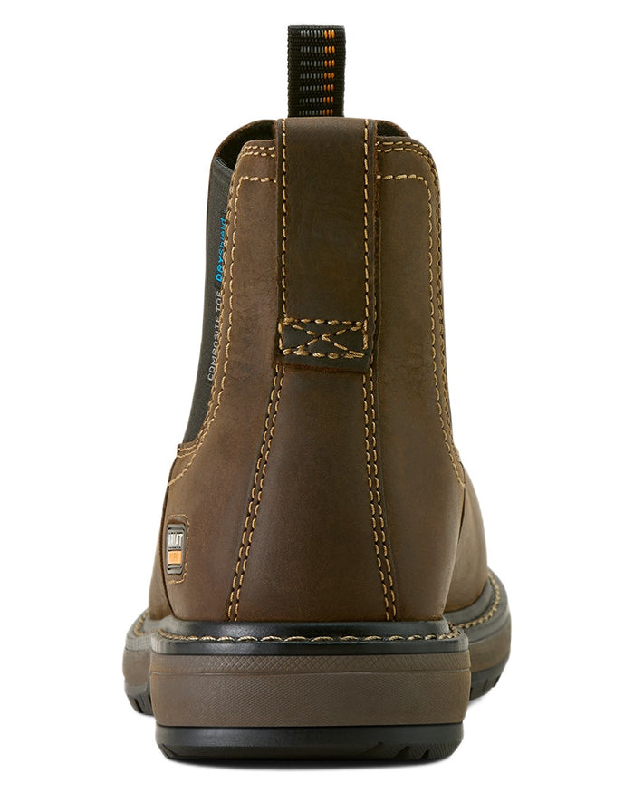 Dark Brown coloured Ariat Womens Riveter Chelsea Waterproof Composite Toe Work Boots on white background #colour_dark-brown