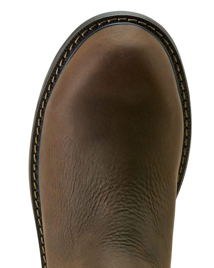 Dark Brown coloured Ariat Womens Riveter Chelsea Waterproof Composite Toe Work Boots on white background #colour_dark-brown