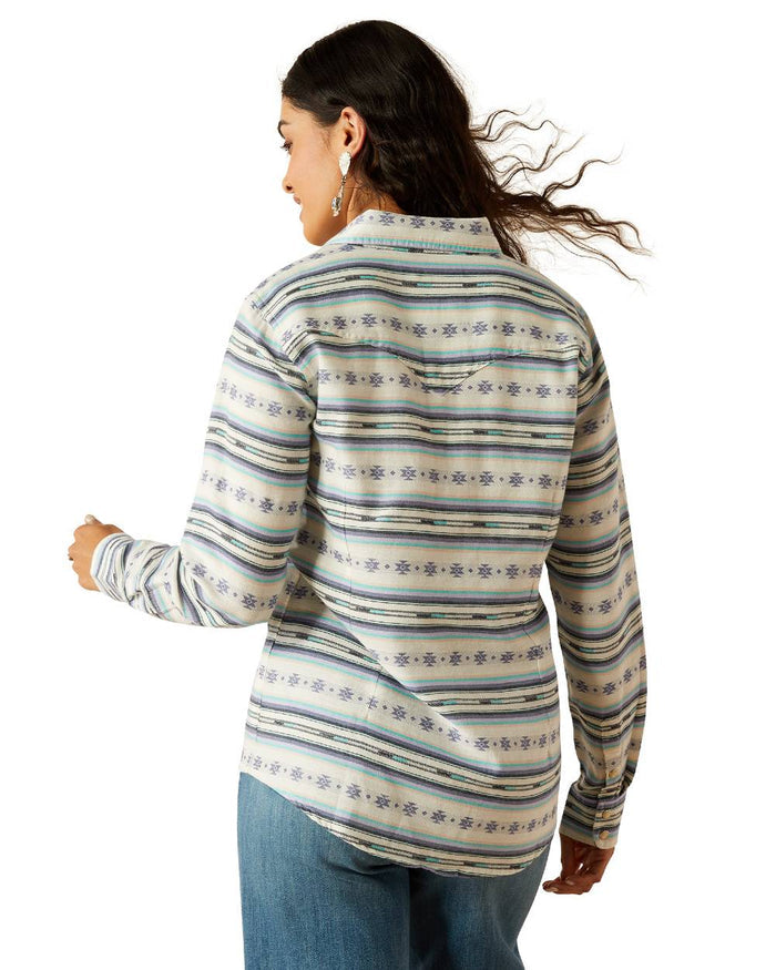 Geo Stream Serape Jacquard coloured Ariat Womens Seaside Shirt on white background #colour_geo-stream-serape-jacquard
