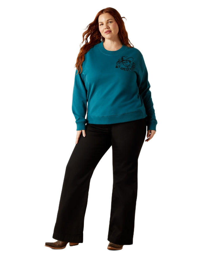 Dragonfly Coloured Ariat Womens Sendero West Is Best Sweatshirt on white background #colour_dragonfly