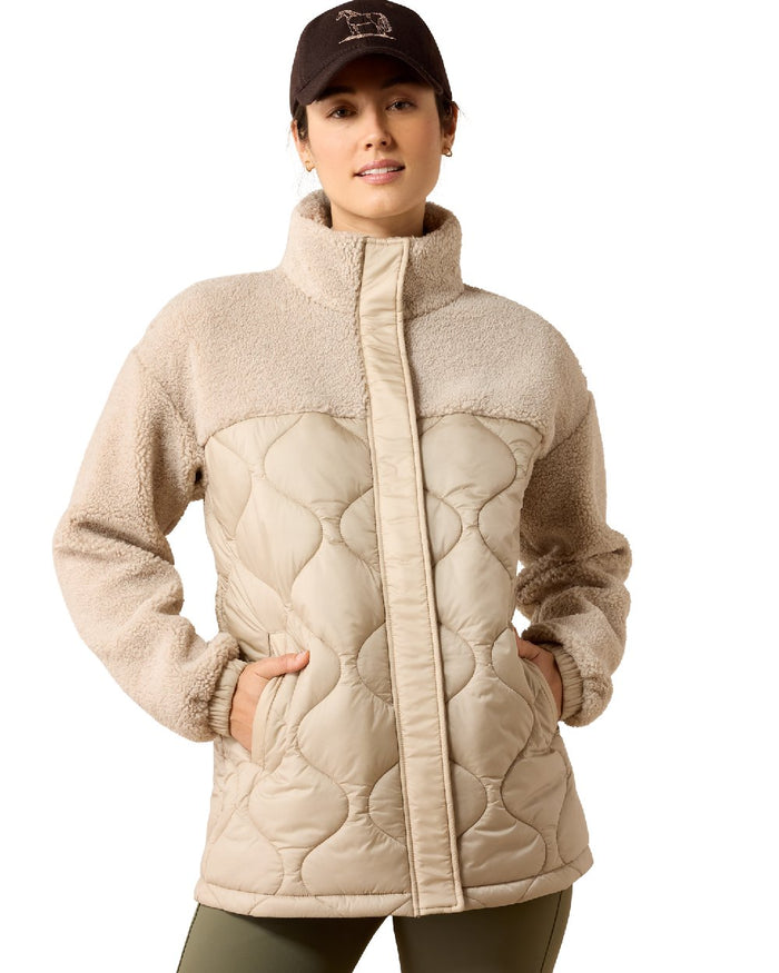Chateau Grey coloured Ariat Sherpuff Jacket on white background #colour_chateau-grey