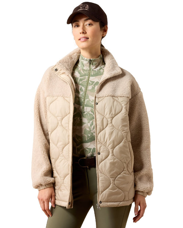 Chateau Grey coloured Ariat Sherpuff Jacket on white background #colour_chateau-grey