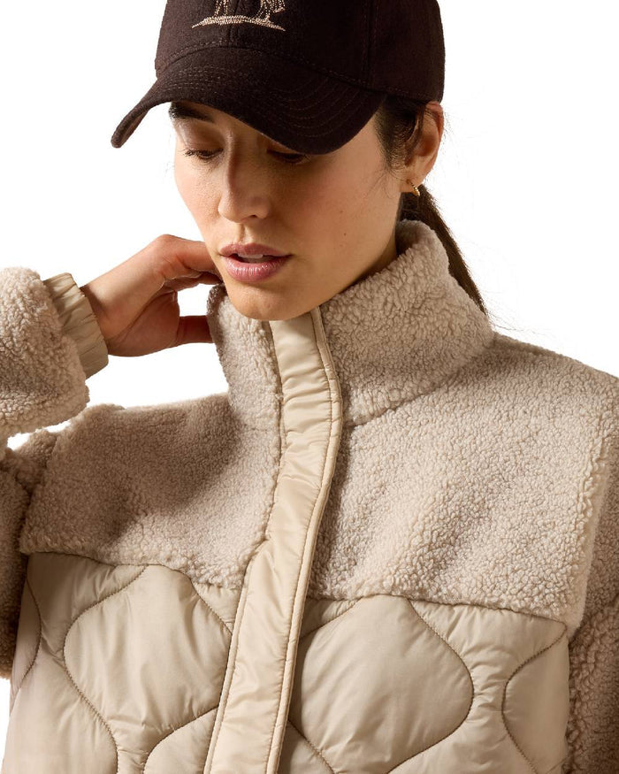Chateau Grey coloured Ariat Sherpuff Jacket on white background #colour_chateau-grey