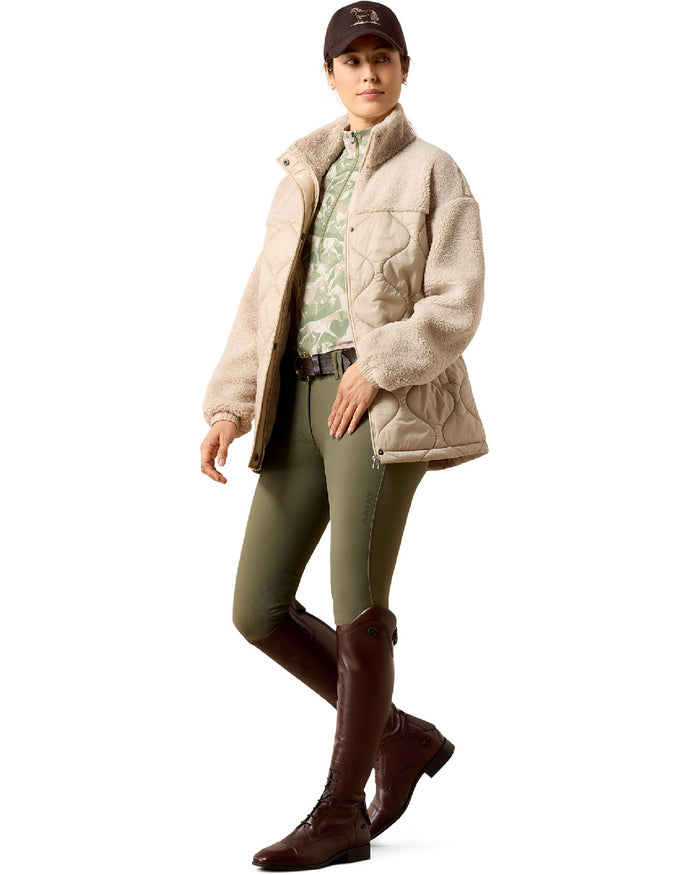 Chateau Grey coloured Ariat Sherpuff Jacket on white background #colour_chateau-grey