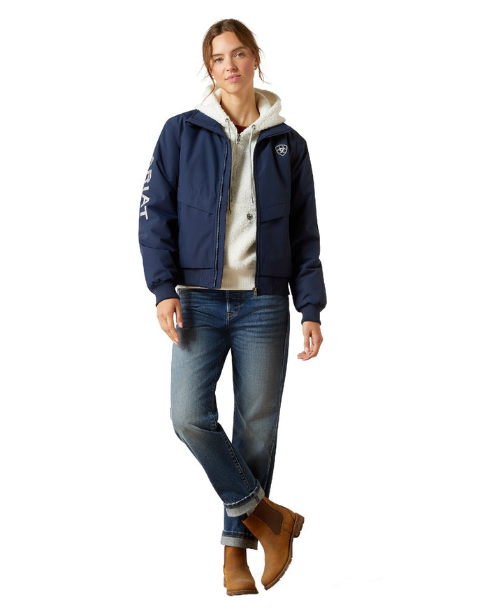 Navy Coloured Ariat Womens Stable 2.0 Insulated Jacket on white background #colour_navy