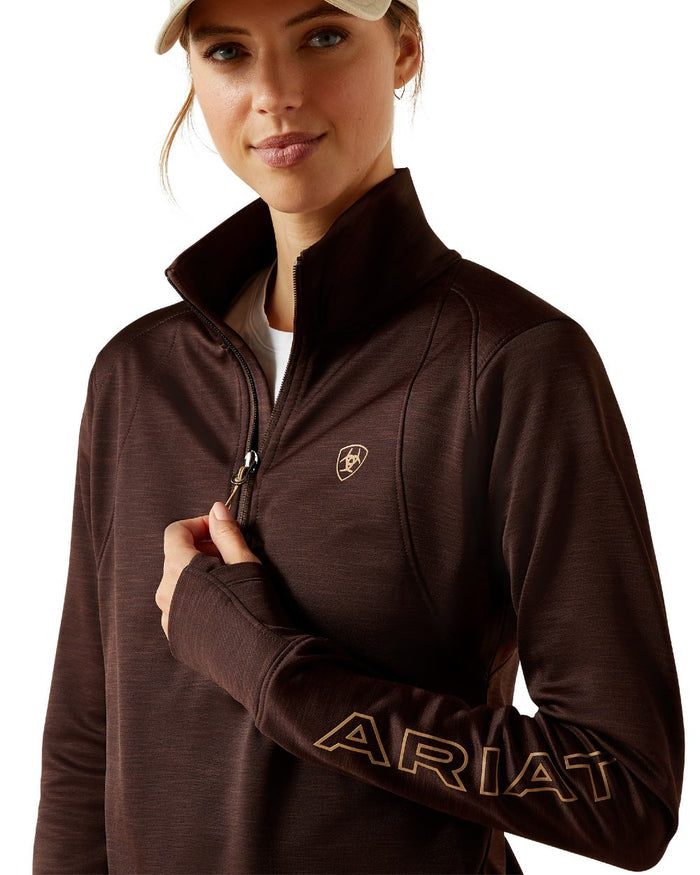 Java Coloured Ariat Womens Team EQ Half Zip Pullover on white background #colour_java