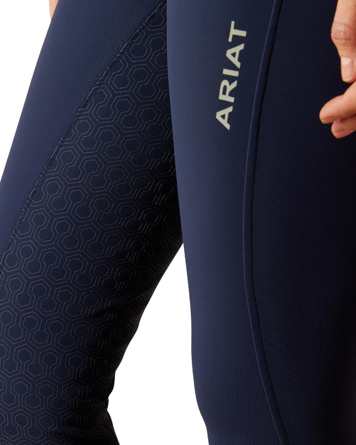 Navy coloured Ariat Womens Tri Factor Grip Full Seat Breeches on white background #colour_navy