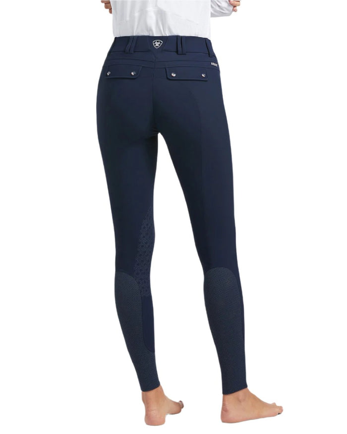 Navy coloured Ariat Womens Halo Denim Full Seat Breech on white background #colour_navy