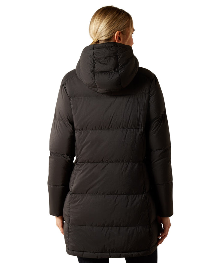 Black Coloured Ariat Womens UltraPuff Down Coat on white background #colour_black