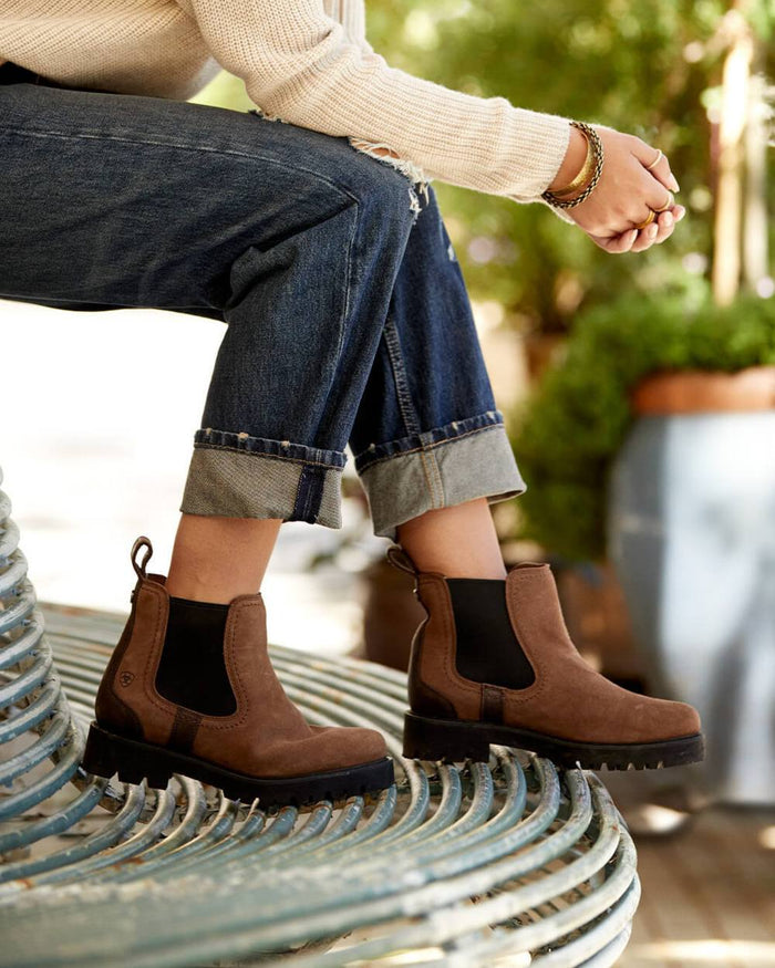 Ariat Women Wexford Lug Waterproof Chelsea Boots in Dark Earth #colour_dark-earth