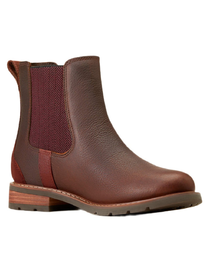 Dark Brown coloured Ariat Womens Wexford Waterproof Boots on white background #colour_dark-brown