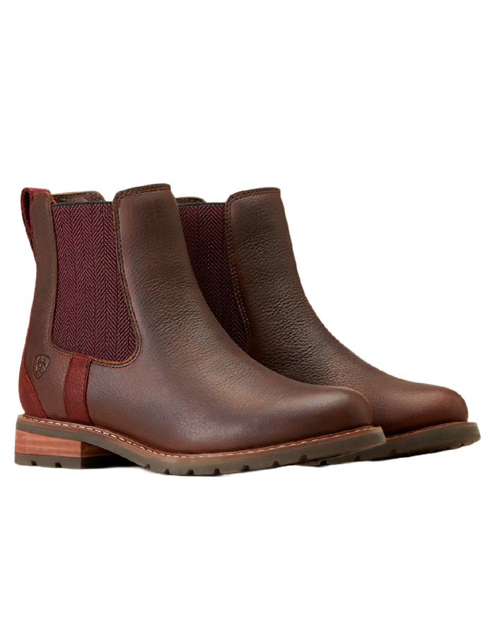 Dark Brown coloured Ariat Womens Wexford Waterproof Boots on white background #colour_dark-brown