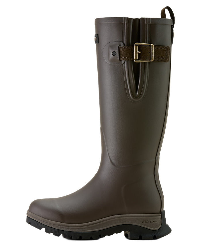 Bracken Brown coloured Ariat Womens Woodstock Rubber Boots on white background #colour_bracken-brown
