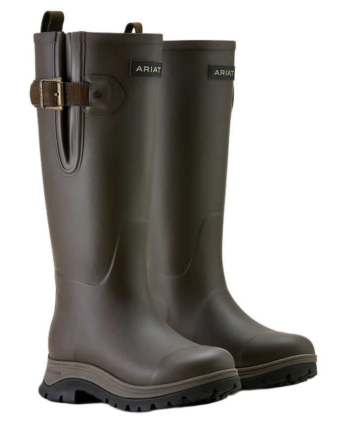 Bracken Brown coloured Ariat Womens Woodstock Rubber Boots on white background #colour_bracken-brown